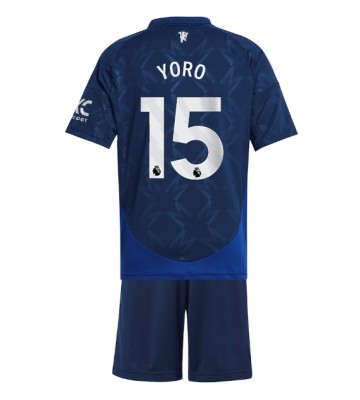 Manchester United Leny Yoro #15 Bortatröja Barn 2024-25 Kortärmad (+ Korta byxor)